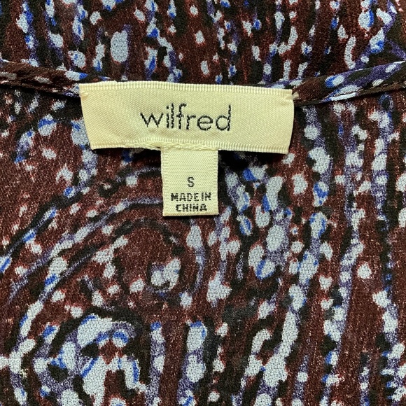 ARITZIA Wilfred Wistful Cropped Blouse Deep Vee Ruffle Hem Bubble Sleeves Sz S - Picture 5 of 10